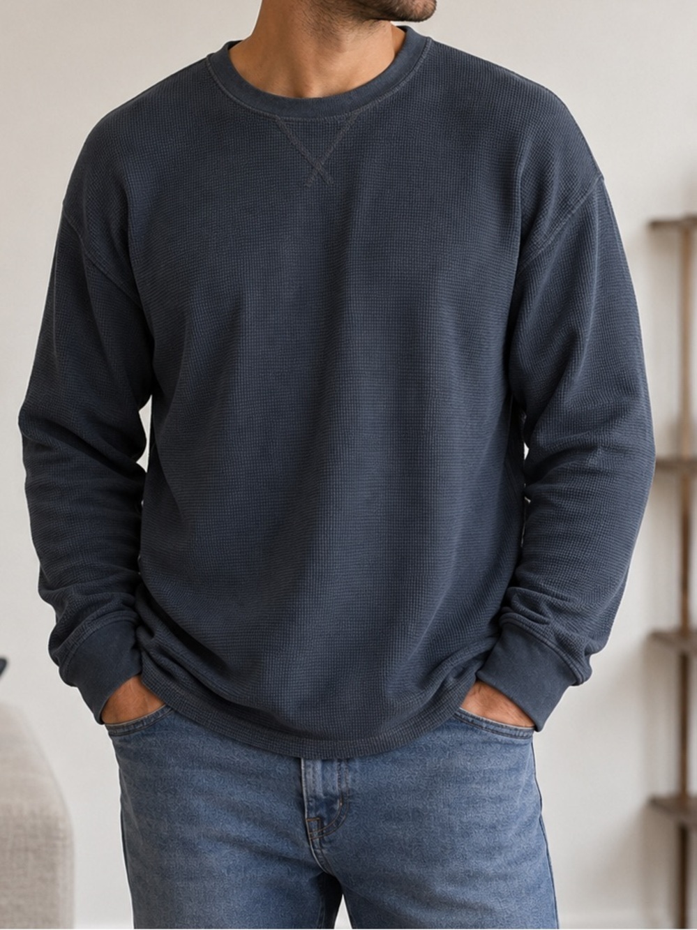 RedHead Men’s Waffle Knit Thermal Long Sleeve Shirt Blue 2XL Casual Outdoor